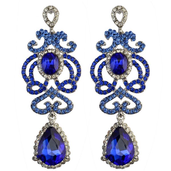 

new fashion 3 colors drop earring inlay crystal rhinestone waterdrop shape dangle long earrings for women jewelry, Silver