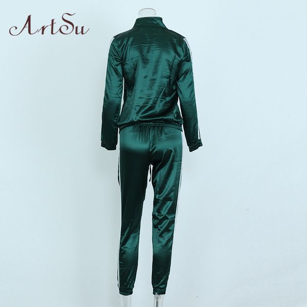 

women autumn two pieces set casual hoody jacket tracksuit pants streetwear satin suit slim girls sets female pullover, Gray