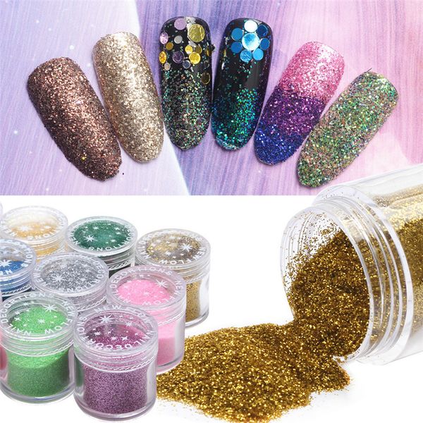 

new 1box nail holographic glitter powder nails art chrome pigment manicure decoration diy holographic powder nail 35, Silver;gold