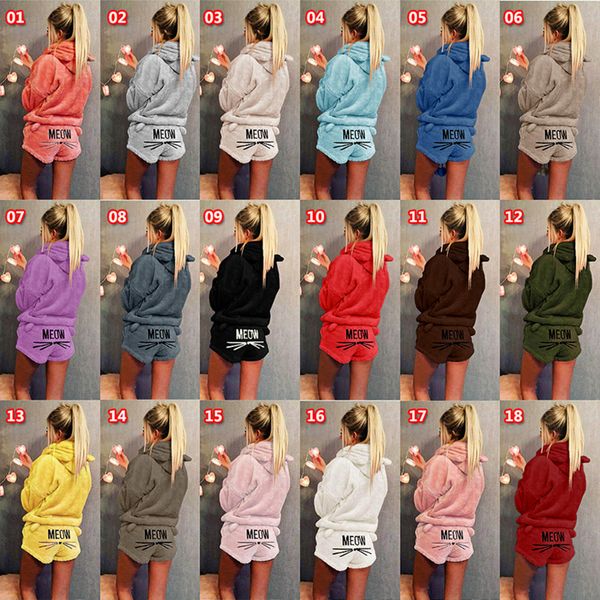 

Women flannel pyjama hoodie hort port wear letter pullover hort pant nightdre track uit lady fall winter outfit