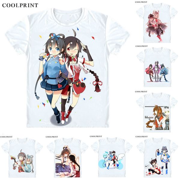 

coolprint vocaloid virtual singer t-shirts short sleeve shirts lolita vocaloid china yuezheng ling vocaloid3 yuezheng ling cosplay shirt, White;black