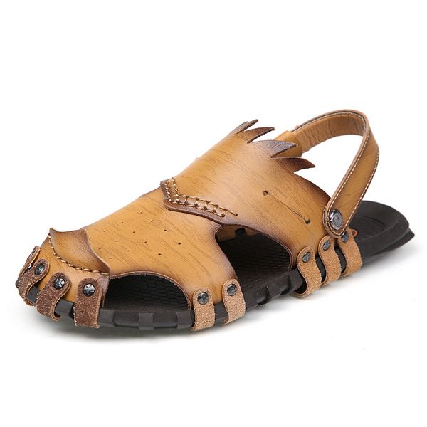 

nice fashion men sandals soft leather sandals men high quality, Black
