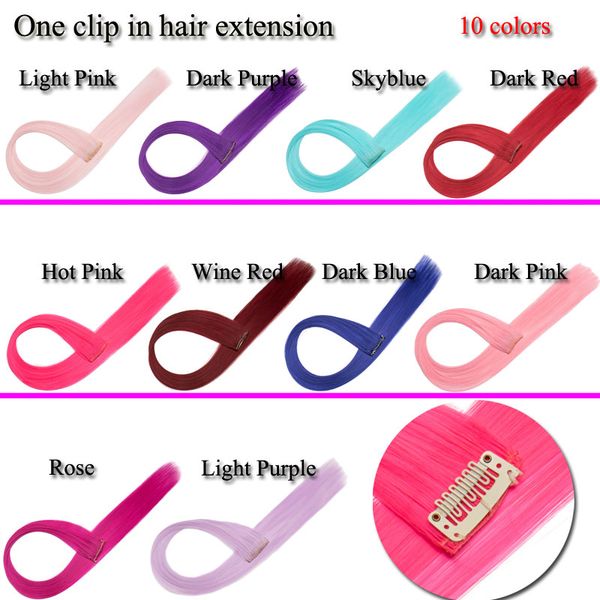 Snoilite Long Straight Women Synthetic Clip In Hair Extension
