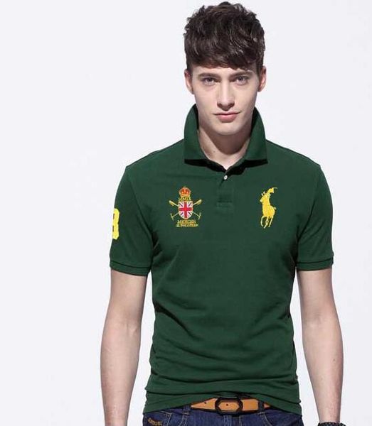 

Hot style 2018 new fashion Horse riding sign brand summer men's Pure color lapel casual T-shirts trend Slim sportswear short-sleeved