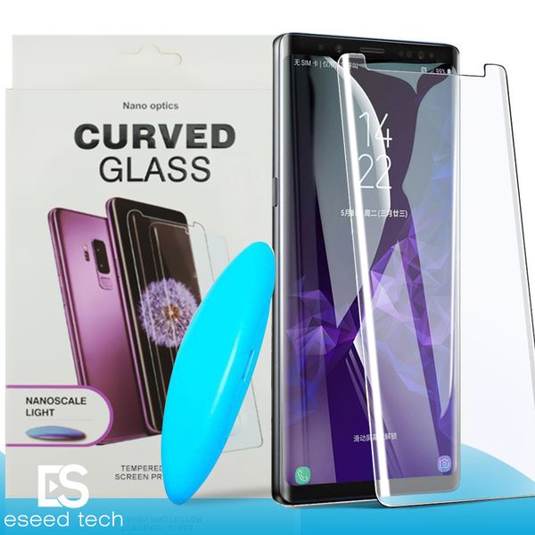 Custodia protettiva per colla liquida UV Touch friendly Protezione per schermo completamente adesiva in vetro temperato per Samsung Note 10 9 8 S9 S8 Plus ID impronta digitale