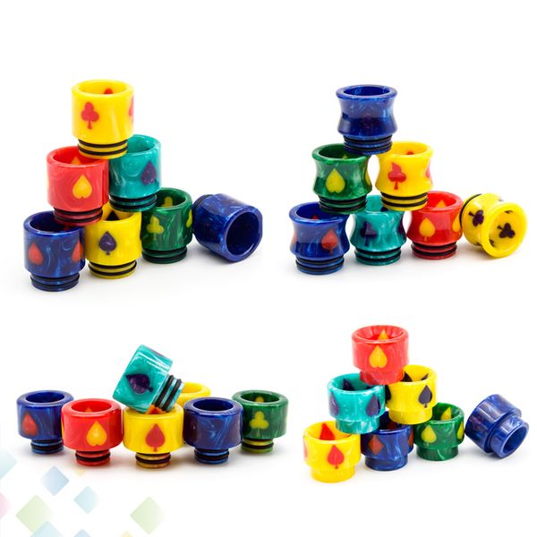 

Epoxy Resin 810 Thread 510 Resin Drip Tip Playing Cards Design Drip Tips for TFV8 TFV12 TFV8 Baby Goon Kennedy Tanks DHL Free