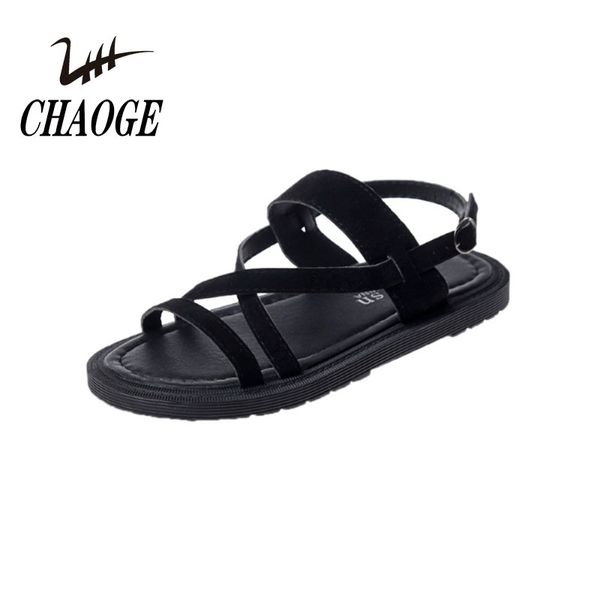 

2018 new retro solid color flat fingerless wear beach sandals #12, Black