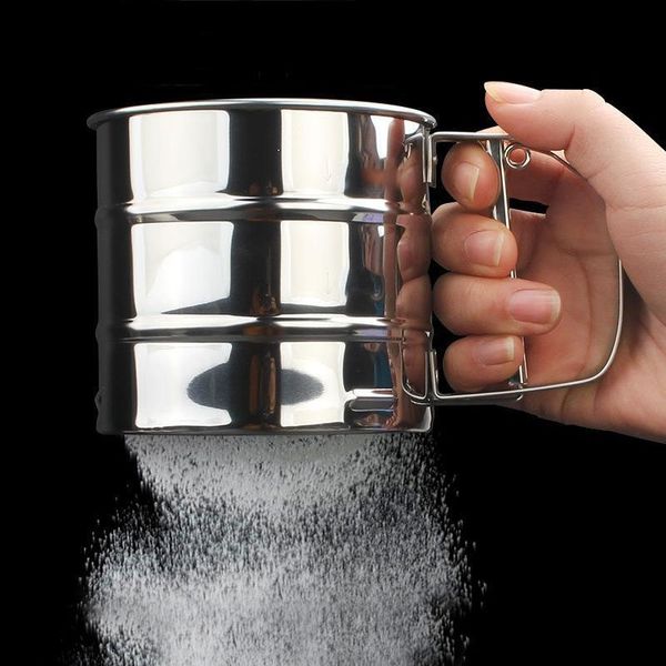 

hand flour sifter stainless steel shaker sieve cup mesh crank flour sifter with measuring scale mark for flour icing sugar