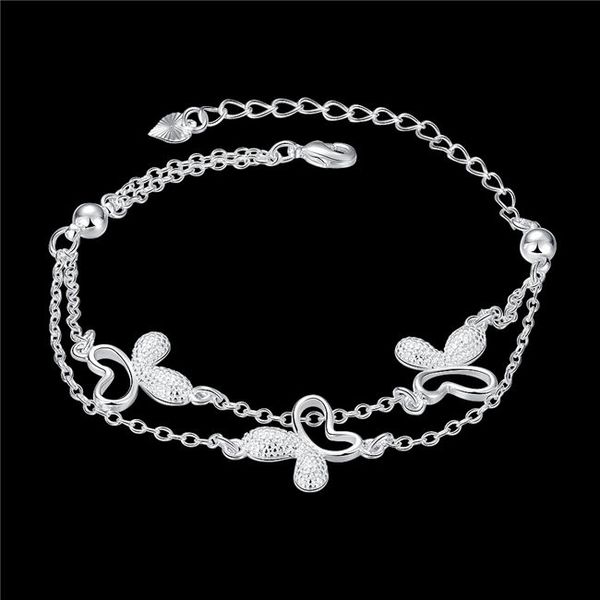 

gift butterfly 925 silver bracelet jspb409 girl women sterling silver plated charm bracelets, Golden;silver