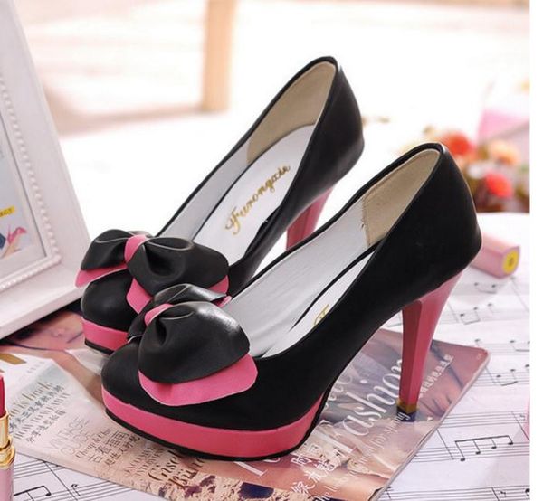 

women shoes in spring and autumn high fine heel round head@715, Black