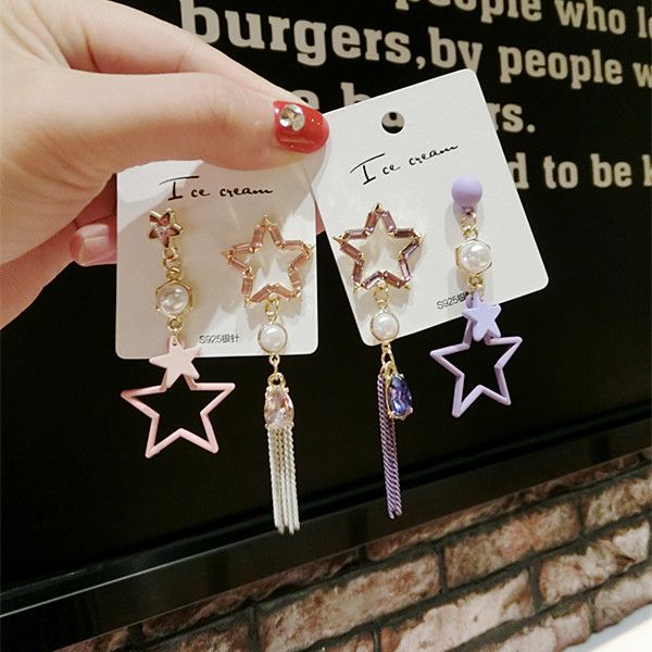 

i-remiel asymmetrical earrings bridesmaid gift jewelry drop earring crystal bridal earrings women dangle accessories, Silver