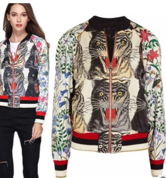 

2018 Европа и Америка весна и осень женская новый Тигр глава печати короткая куртка