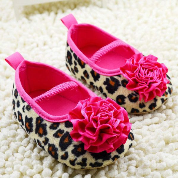

kids girl leopard baby shoes peony flower infant toddler crib shoes