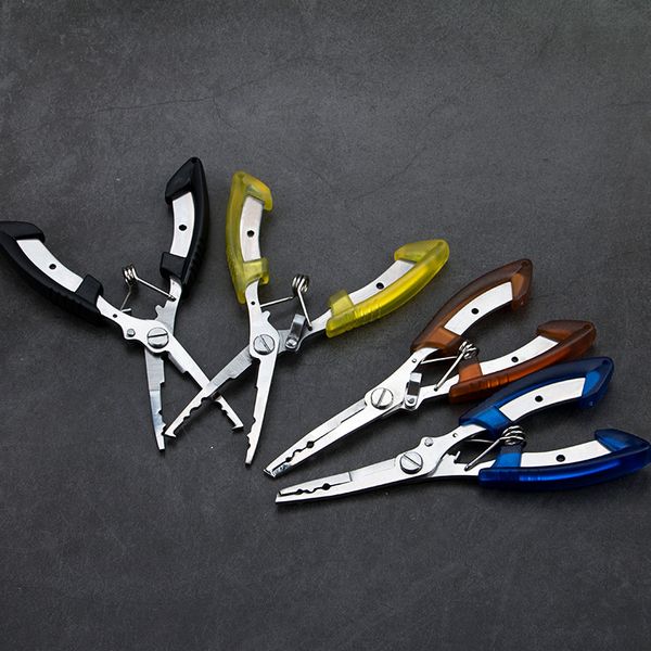 

d715 medium multi function stainless steel fishing pliers curved nose scissors braid cutters hook removers fishing line cutters nylon sheath