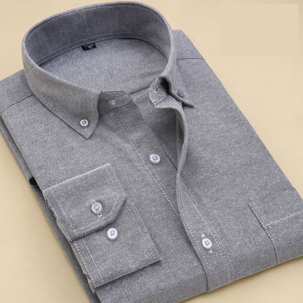 

mens casual button down dress shirts 2018 oxford cotton shirt business formal long sleeve shirts male chemise homme, White;black