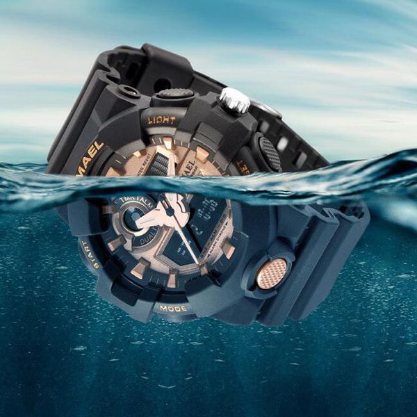 

smael brand masculino relogios sport watch digital quartz 50meters waterproof relogio erkek saat men gift wristwatch clock, Slivery;brown