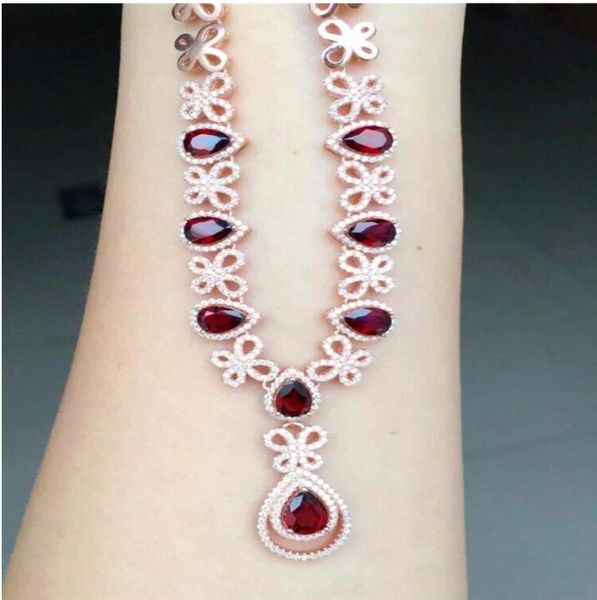 

natural garnet necklace pendant real origin red garnet 925 sterling silver fine jewelry 5*7 6*8mm 8pcs