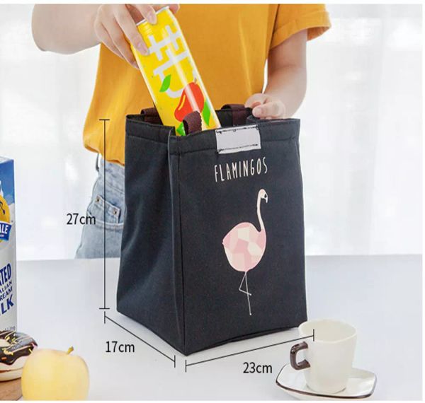 

20pcs flamingo print thermal bag waterproof lunch bags portable insulated oxford tote food picnic lunch bags dhl