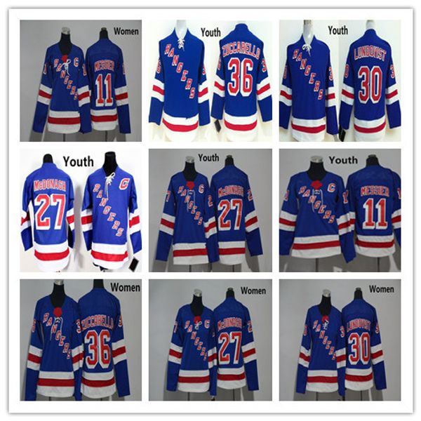 

2018 New York Rangers Youth Women 27 Ryan McDonagh 30 Henrik Lundqvist 36 Mats Zuccarello 11 Mark Messier Blue Hockey Kids Ladies Jerseys