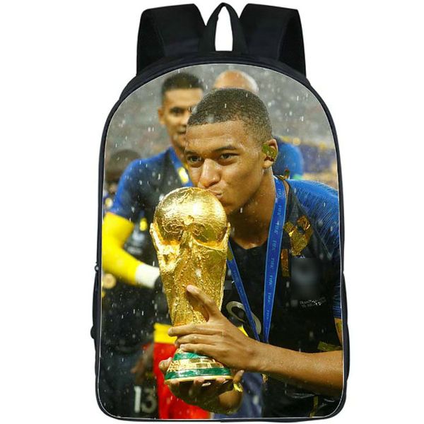 

Player backpack Kylian Mbappe day pack Football best star school bag Soccer packsack Picture rucksack Sport schoolbag Outdoor daypack