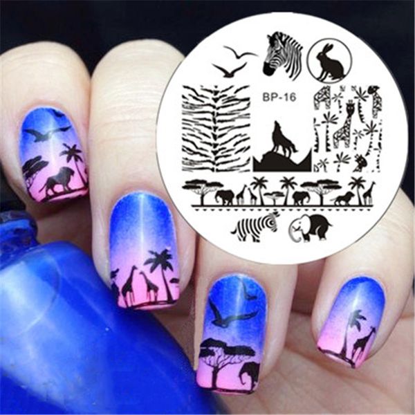

born pretty zebra wolf animal patterns nail art stamp template image plate bp16 nail stamping plates set nails tool, White