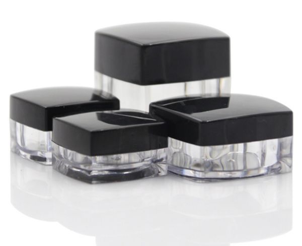 

500pcs/lot 3g 5g 10g 20g square acrylic cream boxes jar empty packaging container bottle sample vial cream box