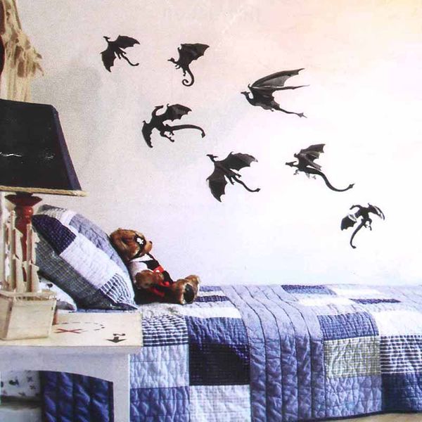 

7pcs/lot pegatinas de pared gothic dragons wall sticker inspired 3d dragon home decor