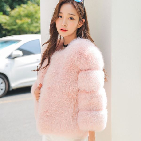 

new fashion fur overcoat women 2018 autumn and winter clothes imitation fur coats ladies short faux coat, Black