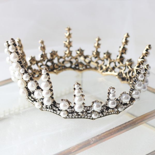 

new arrivals pearls circle crowns tiaras for brides bridal hair accessories girls' jewelry tiara crown for party pageant, Silver