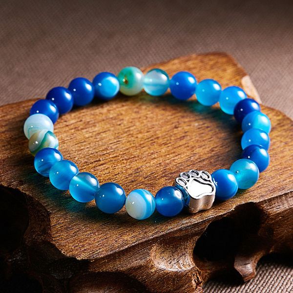 

couple bracelet charm natural stone mens bracelets cat claw elastic bracelets for women jewelry 8mm bead bangles pulseras, Black