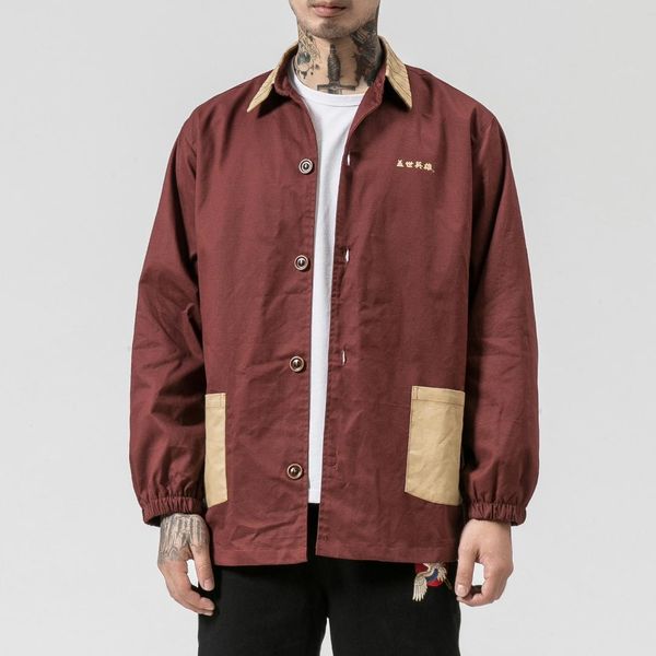 

men's trench coats autumn chinese style jackets coat cardigan long vintage windbreaker hombre army men clothes, Tan;black