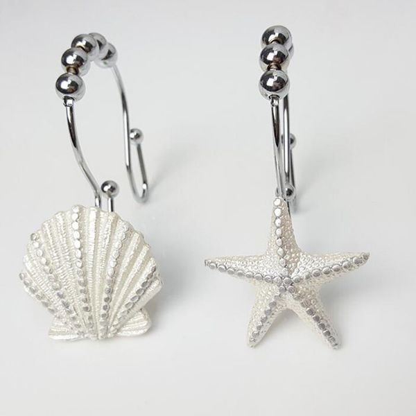 2019 Shell Design Shower Curtain Roller Rings Seashell Starfish