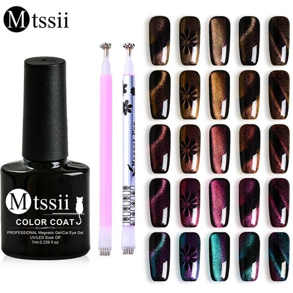 

mtssii 7ml 3d holographic glitter magnetic gel magnet cat eye laser nails gel polish soak off uv led varnish nail art lacquer, Red;pink