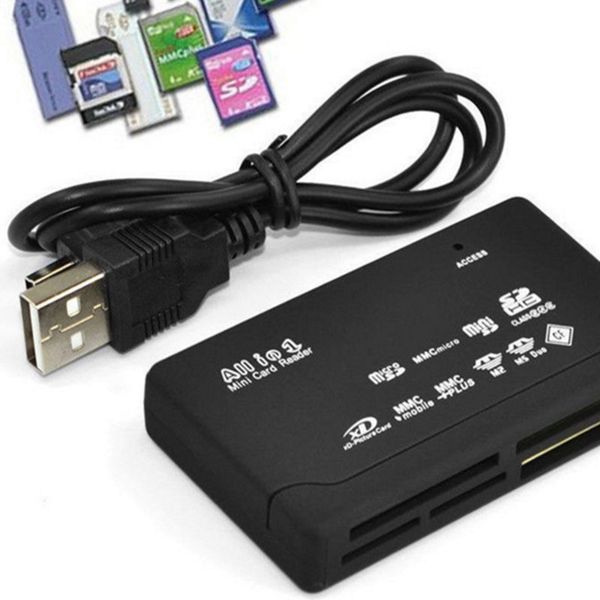 

2018 all in one memory card reader usb external sd sdhc mini micro m2 mmc xd cf black white dhl