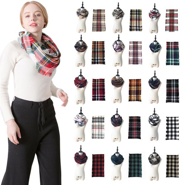 

2019 fashionable winter warm scarf classic lattice 17 colors and styles muffler imitation cashmere long scarf female shawls, Blue;black