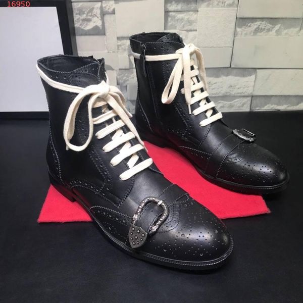 

2018 man de igner hoe man queercore boot dkg00 fa hion tyle with tiger head buckle genuine black learther qulity