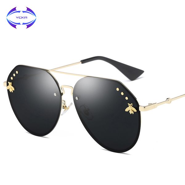 

vcka oversized sunglasses men 2018 plus size glasses women with big semi-rimless frame uv400 gafas del sol mujer, White;black