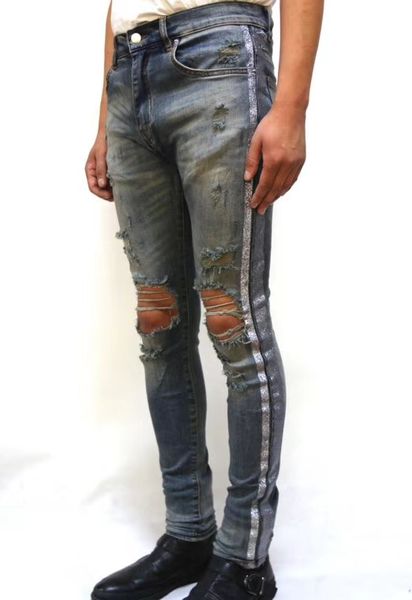 

Men tretch kinny ide glitter liver tripe di tre ed jean