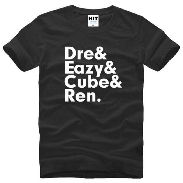 

nwa n.w.a. members eazy-e cube ren dre printed t shirt men short sleeve o-neck cotton men's t-shirt hip hop rap mens tee, White;black