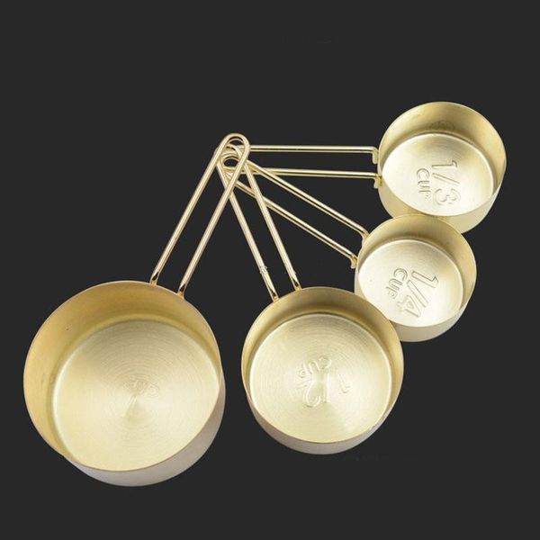 

кухня медь из нержавеющей стали мерные чашки 4 шт набор кухонных инструментов изготовление тортов и выпечки датчики измерительные инструмент