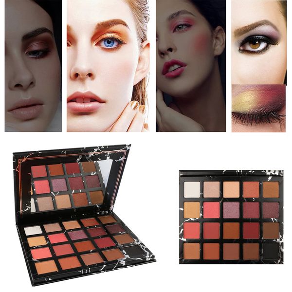 

20 colors pro nude earth color makeup eyeshadow palette with brush smoky eye shadow shimmer matte mineral waterproof k#7