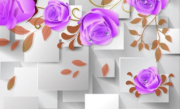 Painel de parede papel de parede rose flower 3d fundo parede sala de estar sofá fundo mural art mural para sala de estar grande pintura home decor