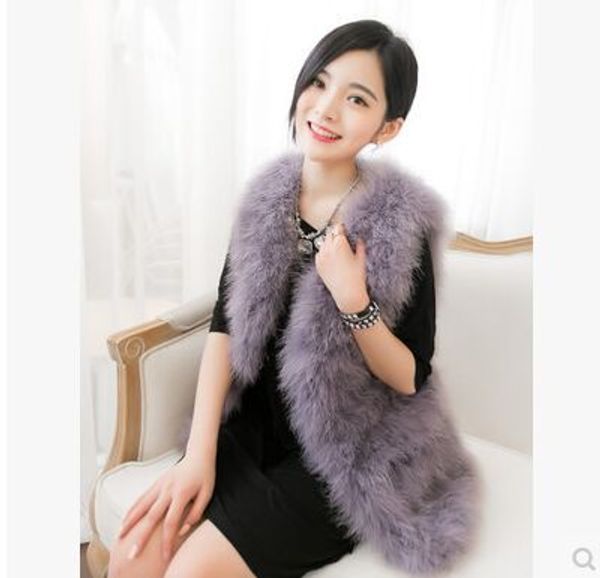 

wholesale-new 2017 women winter encryption 100% natural ostrich feathers turkey feather fur vest vest fur coat fashion waistcoat, Black