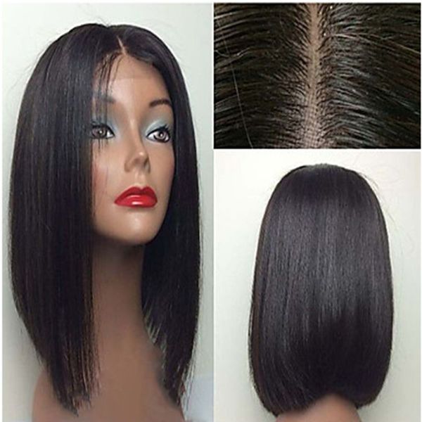 Full Lace Natural Looking Silky Black Short Bob Wigs With Baby