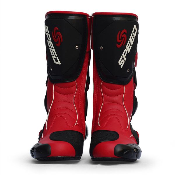 

red women motorcycle motor sports protective boot motocross dirt biker cross-country water proof leather boots shoe