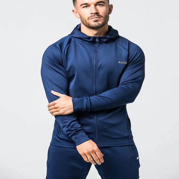 

men's fashion hooded zip suit, Gray