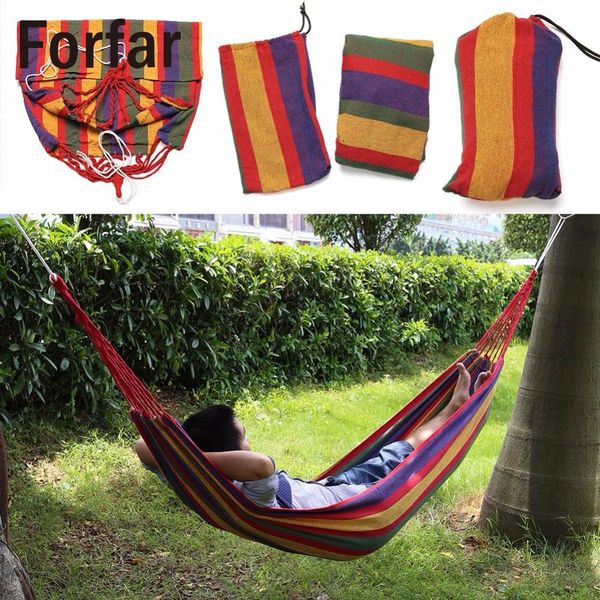 

forfar 120 kg loading hammock hanging sleeping bed parachute canvas camping hiking beach swing bed hammock