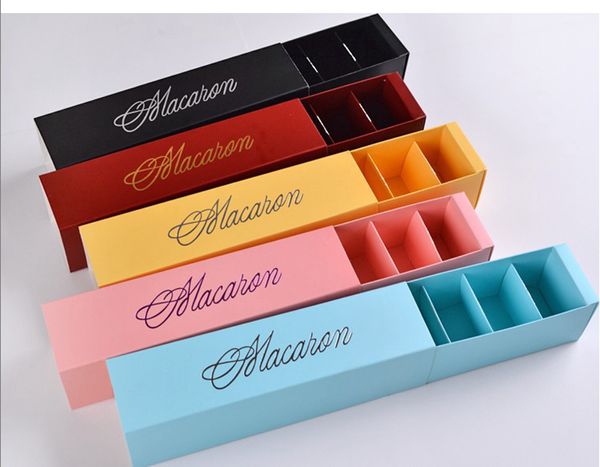 Sobremesa Caixas de Macarrão Caixa de Presente 5 Cavidades Coloridas Macarons Pastelaria Embalagem Caixas Atacado