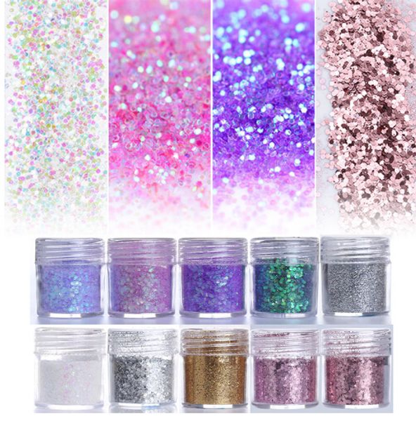 

mixed nail glitter 10ml hexagon shape nail art glitters for art glitter dust sheets tips 1 box, Silver;gold