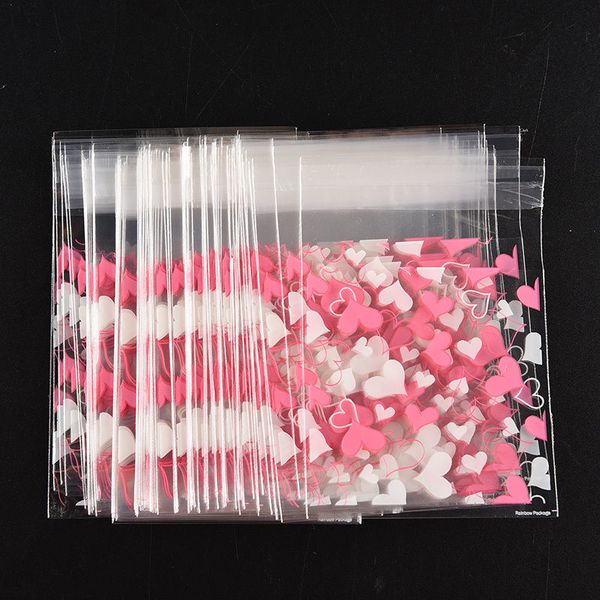

100pcs/bag opp plastic package bag lovely heart design cake gift packages candy pack bags ing